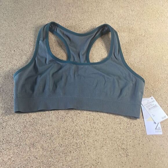 Z by Zella Ribbed Racerback Sports Bra XL Green Urban - Picture 1 of 7